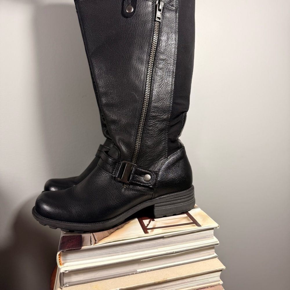 Earth Origin Black Leather Tall Women's Boots Size 10W - Picture 2 of 15